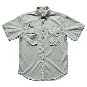 Hook&Tackle High Tech Fishing Gear Men's Short Sleeve Button Down Shirt size XL